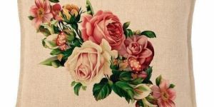 Floral Print Jute Cushion Covers