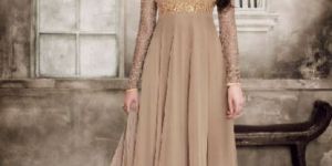 Designer Georgette Embroidered Semi Stitched Long Anarkali Suit