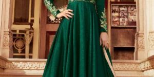Green Art Silk Floor Length Anarkali Suit