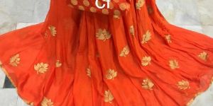 Embroidery Work Chinon Chiffon Sarees
