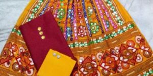 SLG Raw Silk Suits with Kutch Work Cotton Dupatta