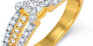 Pissara Dazzling Gold and Rhodium Plated CZ Solitaire Ring