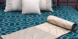 Embroidered and Quilted Velvet Bed Cover