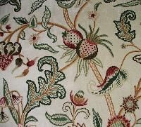 Hand Embroidered Crewel Fabric