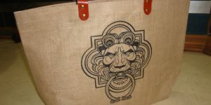 Rexine Handle Natural Jute Bag