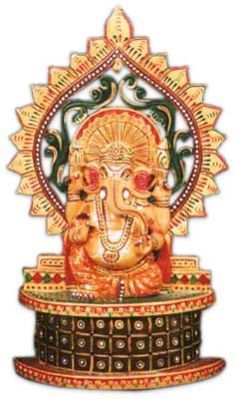 Wooden Sitting Sinhasan Ganesha