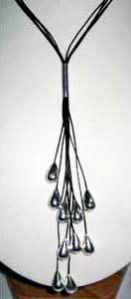 LNW-00042 leather string with sterling silver necklace