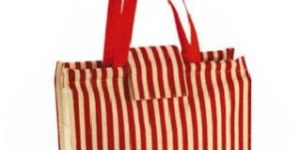 Ladies Red and White Striped Tote Bag