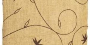 Beige and Black Printed Jute Bag