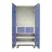 White and Blue Iron Almirah