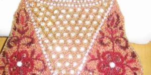 Imitation Diamond Beads Work Satin Zari Purse