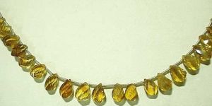 Golden Topaz Twisted Semi Precious Stone Beads