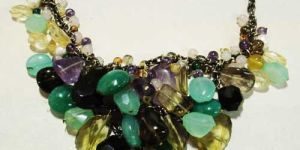 Onyx and Lemon Topaz Gemstone Necklace