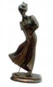 Brass Statue of Lady Playing Golf
