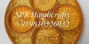 Round Cane Tray with 4 Bowls