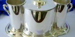 Brass Sheet Silver Plated Hand Made Bottle Chiller
