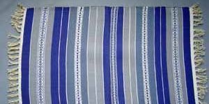Blue and Grey Striped Hashina Rug