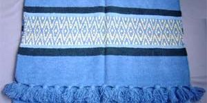 Blue Handmade Printed Paddle Rug