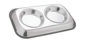 Twin Feeders-Stainless Steel - Cat Plate