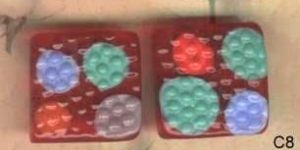 Square Mosaic Glass Cabochon Beads with Embossed Dots