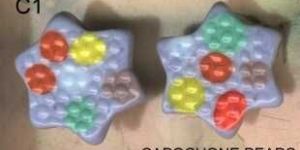 Star Shaped Mosaic Glass Cabochon Beads with Embossed Dots