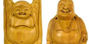 Wooden Laughing Buddha Statue
