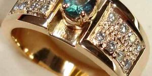 Ladies Natural Green Tourmaline 14k Gold Ring