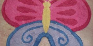 Designer Butterfly Cotton Bath Door Mat