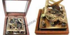 Brass Square Shape Sundial Clock Compass