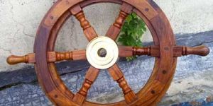 Brass & Wood Ship Wheel