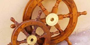2 Set OF Wooden Ship Wheels with Brass Hub