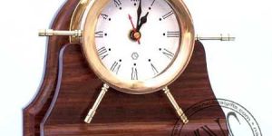 Ship Wheel Shape Wooden Wall Clock