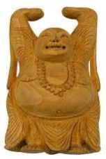 Wooden Laughing Buddha Statue