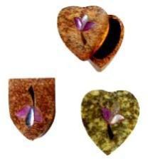Heart-Shaped Stone Pill Boxes with Inlay Work