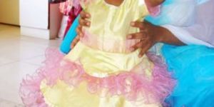 Girls Yellow Pink Frock