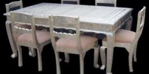 White Metal Dining Set