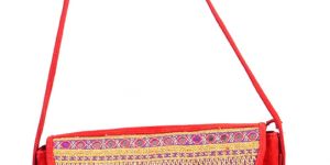 Handmade Red Color Leather Embroidery Flap Bag