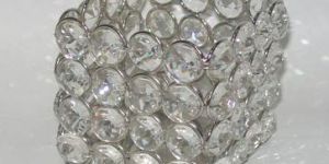Square Glass Crystal Beads Votive Holder