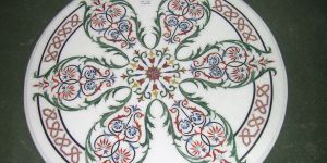 White Marble Inlay Art Medallion