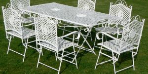 White Wrought Iron Dinning Table