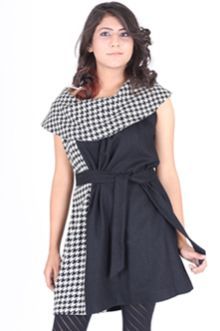 Cowl Neck Houndstooth Top