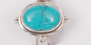 Ladies Fancy Sterling Silver 925 Turquoise Cab Ring