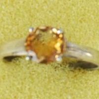 Ladies Citrine Quartz 925 Sterling Silver Gold Plated Ring