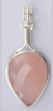 Ladies Fancy Sterling Silver .925 Pink Chalcedony Pendant