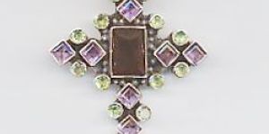 Ladies Beautiful Smoky Quartz, Peridot & Amethyst Pendant