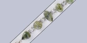 Ladies Sterling Silver 925 Prenite Cab Bracelet