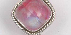 Ladies Sterling Silver Pink Opalite Square Ring