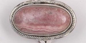 Ladies Sterling Silver Rhodochrosite Oval Ring