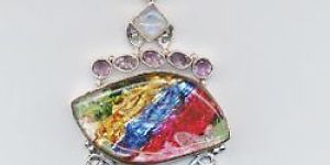 Ladies Turquoise & Amethyst 925 Sterling Silver Handmade Pendant