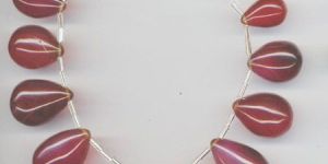 Red Glass Teardrop Beads Strand